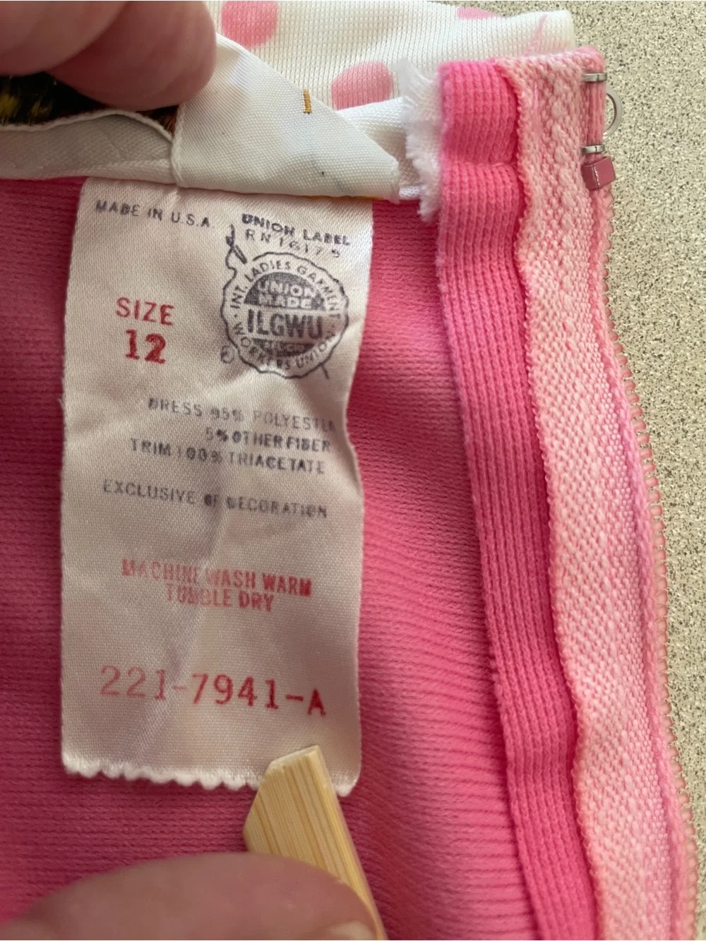 jcpenney Pink Smocked Dress with Polka Dot Peter Pan Collar 1970s Mae in USA